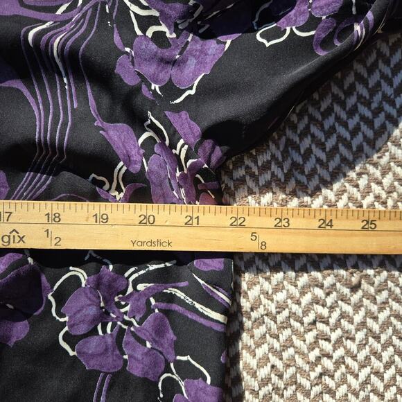 Venezia Jeans Womens Purple Floral Silk Blouse 14/16 Bell Sleeve Whimsigoth Boho - Picture 7 of 8